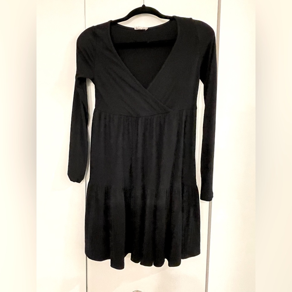 Black long sleeve babydoll dress